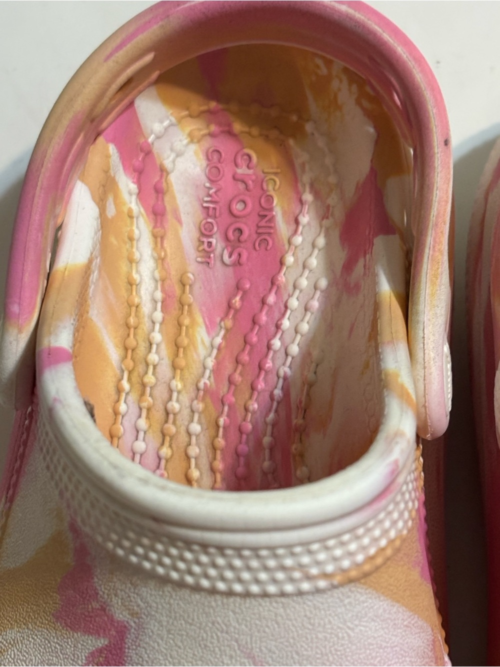 CROCS Kids' Pink, Peach & White Tie-Dye Clog - Picture 6 of 9